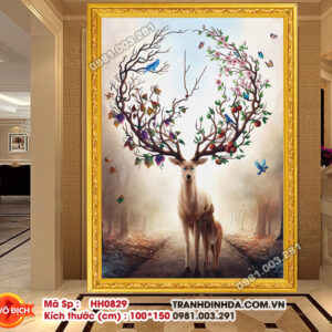 Tranh thêu chữ thập Hưu Tài Lộc HH0829 kích thước 100cm x 150cm