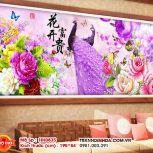 Tranh thêu chữ thập Phu Thê Viên Mãn HH0835 kích thước 195cm x 84cm