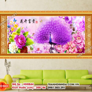 Tranh thêu chữ thập Phú Quý Bình An HH0844 kích thước 200cm x 86cm