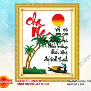 Tranh thêu chữ thập Cha Mẹ DLH-222732 kích thước 62cm x 78cm