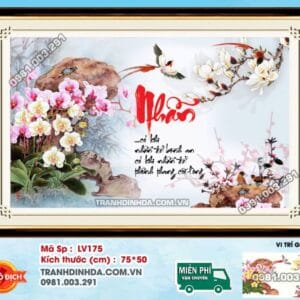 Tranh đính đá Chữ Nhẫn LV175 kích thước 75cm x 50cm