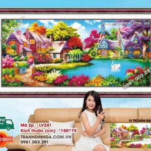 Tranh đính đá Gia Đình Hạnh Phúc LV241 kích thước 150cm x 75cm