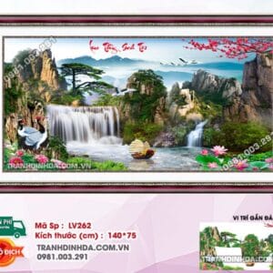 Tranh đính đá Lưu Thủy Sinh Tài LV262 kích thước 140cm x 75cm