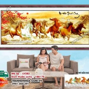 Tranh đính đá Mã Đáo Thành Công LV282 kích thước 188cm x 75cm