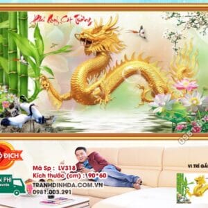 Tranh đính đá Phú Quý Cát Tường LV318 kích thước 90cm x 60cm