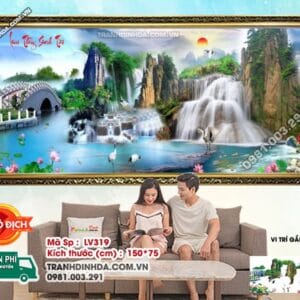 Tranh đính đá Lưu Thủy Sinh Tài LV319 kích thước 150cm x 75cm