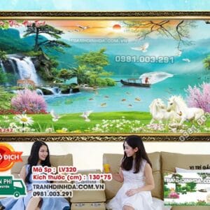 Tranh đính đá Sơn Thủy Hữu Tình LV320 kích thước 130cm x 75cm