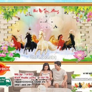 Tranh đính đá Bát Mã Truy Phong LV321 kích thước 115cm x 75cm