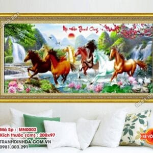 Tranh thêu chữ thập mã đáo thành công MN0002 Kích thước 200cm x 97cm