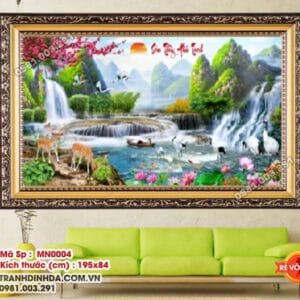 Tranh thêu chữ thập Sơn thủy hữu tình MN0004 Kích thước 195cm x 84cm