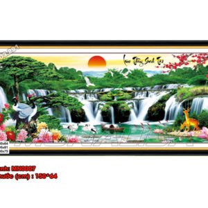 Tranh thêu chữ thập lưu thủy sinh tài MN0007 Kích thước 150cm x 64cm