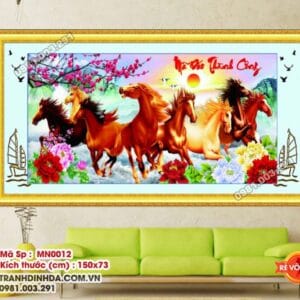 Tranh thêu chữ thập Mã đáo thành công MN0012 Kích thước 150cm x 73cm