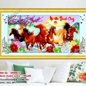 Tranh thêu chữ thập Mã đáo thành công MN0013 Kích thước 195cm x 95cm