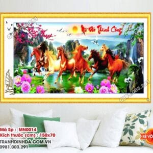 Tranh thêu chữ thập Mã đáo thành công MN0014 Kích thước 150cm x 70cm