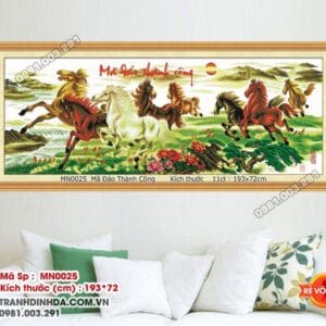 Tranh thêu chữ thập mã đáo thành công MN0025 kích thước 193 x 72cm