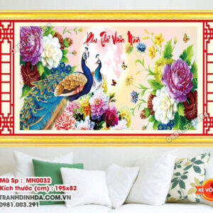 Tranh thêu chữ thập Phu Thê Viên Mãn MN0032 Kích thước 195x82cm