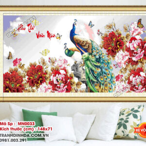 Tranh thêu chữ thập Phu Thê Viên Mãn MN0033 Kích thước 148x71cm