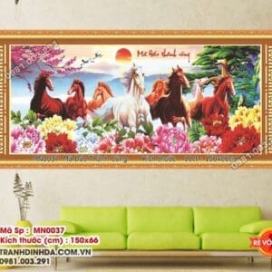 Tranh thêu chữ thập mã đáo thành công MN0037 kích thước 150 x 66cm