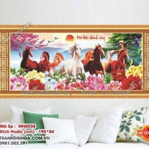 Tranh thêu chữ thập mã đáo thành công MN0038 kích thước 195 x 84cm