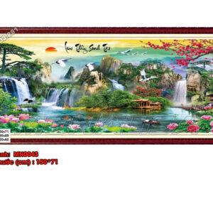 Tranh thêu chữ thập Lưu thủy sinh tài MN0043 Kích thước 150 x 71cm