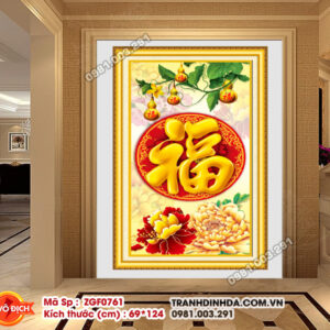 Tranh thêu chữ thập Chữ Phúc ZGF0761 Kích thước 69x124cm