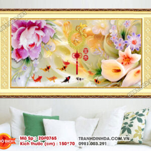 Tranh thêu chữ thập Cửu Ngư Quần Hội ZGF0765 Kích thước 150x70cm