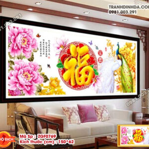 Tranh thêu chữ thập Chữ Phúc ZGF0769 Kích thước 150x62cm