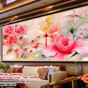 Tranh thêu chữ thập Cửu Ngư Quần Hội ZGF0776 Kích thước 194x125cm