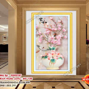 Tranh thêu chữ thập Bình Hoa Nghệ Thuật ZGF0787 Kích thước 65x120cm