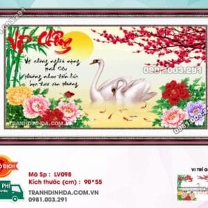 Tranh đính đá Vợ Chồng LV098 kích thước 90cm x 55cm