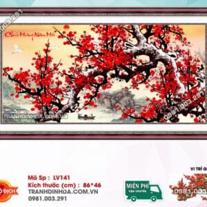 Tranh đính đá Chúc Mừng năm Mới LV141 kích thước 86cm x 46cm