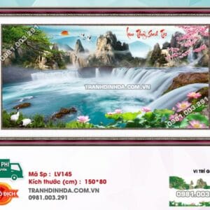 Tranh đính đá Lưu Thủy Sinh Tài LV145 kích thước 150cm x 80cm