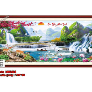 Tranh thêu chữ thập Sơn thủy hữu tình MN0003 Kích thước 149cm x 55cm