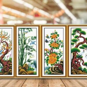 Tranh thêu chữ thập Tứ Quý Tùng Cúc Trúc Mai LV3001 lv3002 LV3003 LV3004 Kích thước 40x100cm /1 bức