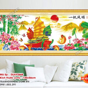 Tranh thêu chữ thập Thuyền Vàng DLH-YZ668 Kích thước 130cm x 56cm