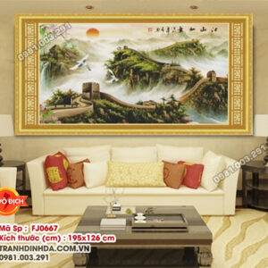 Tranh thêu chữ thập Vạn Lý Trường Thành thêu kín  FJ0667 Kích thước 195cm x 126cm