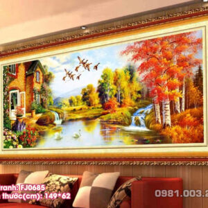 Tranh thêu chữ thập Gia Đình Hạnh Phúc FJ0685 kích thước 149cm x 62cm