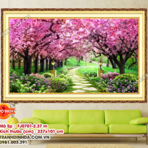 Tranh thêu chữ thập Khu Vườn tình yêu FJ0701-2.37m Kích thước 237cm x 101cm