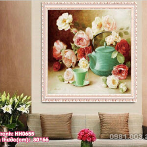 Tranh thêu chữ thập Bình Hoa Nghệ Thuật HH0655 kích thước 80cm x 66cm