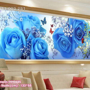 Tranh thêu chữ thập Hoa Hồng Tình Yêu HH0685 kích thước 133cm x 55cm