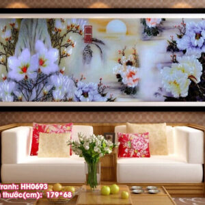 Tranh thêu chữ thập Hoa Nghệ Thuật thêu kín HH0693 kích thước 179cm x 68cm