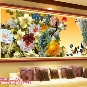 Tranh thêu chữ thập Phú Quý Bình An HH0695 kích thước 168cm x 78cm
