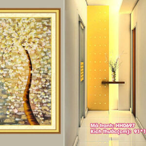 Tranh thêu chữ thập Hoa Nghệ Thuật thêu kín HH0697 kích thước 91cm x 172cm