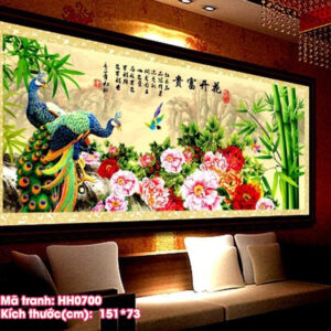 Tranh thêu chữ thập Phú Quý Bình An HH0700 kích thước 151cm x 73cm