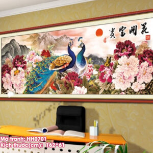 Tranh thêu chữ thập Phú Quý Bình An thêu kín HH0701 kích thước162cm x 61cm