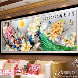 Tranh thêu chữ thập Phu Thê Viên Mãn thêu kín HH0711 kích thước197cm x 75cm