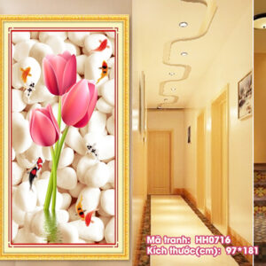 Tranh thêu chữ thập Hoa Tulip HH0716 kích thước 97cm x 181cm