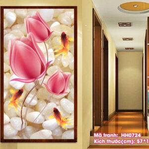 Tranh thêu chữ thập Hoa Tulip HH0724 kích thước 57cm x 101cm