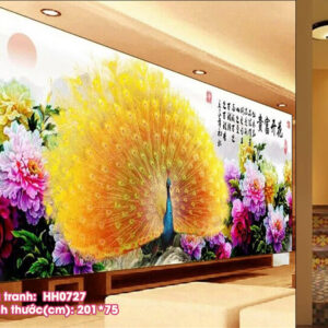 Tranh thêu chữ thập Phú Quý Bình An thêu kín HH0727 kích thước 201cm x 75cm