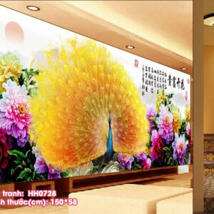 Tranh thêu chữ thập Phú Quý Bình An thêu kín HH0728 kích thước 150cm x 58cm